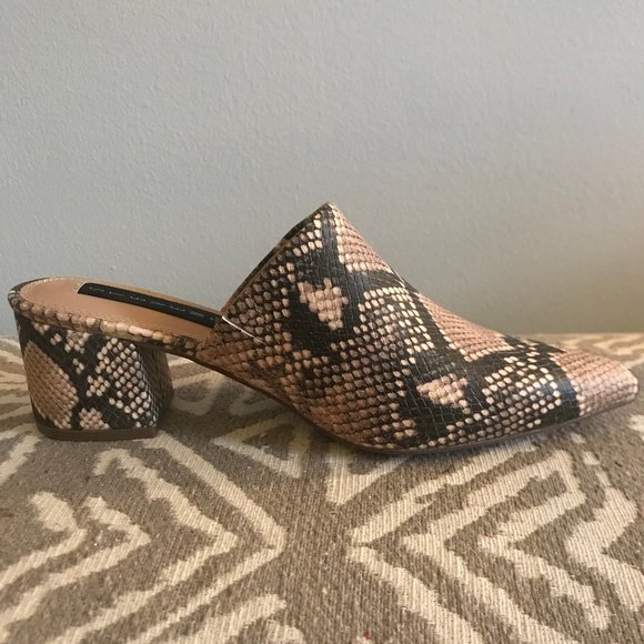 ๐ Steven Snake Skin Block-Heel Pointy Mules - Picture 6 of 12